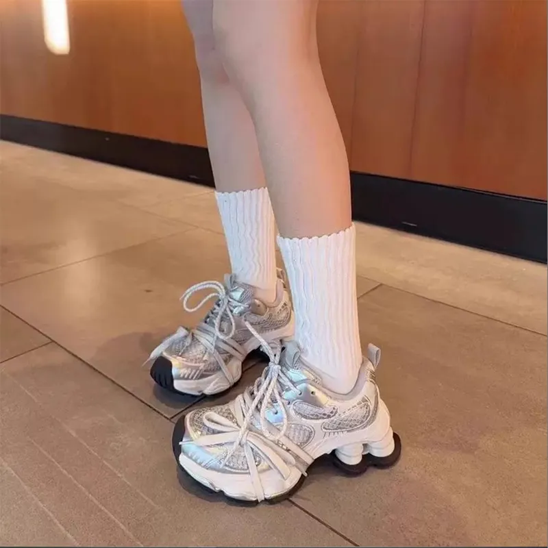 NTOZE Shock Absorbers With Slip Resistant And Abrasion Resistant Properties Chunky Sneakers Women's-4