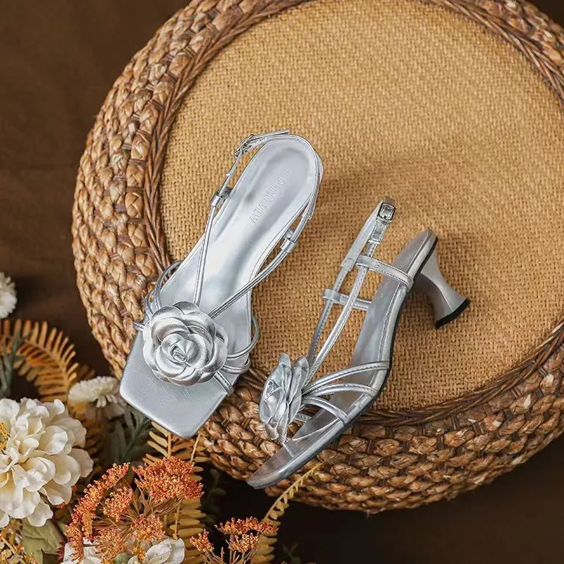 NTOZE Strap Sandals Women's Silver Gift Box Set-2