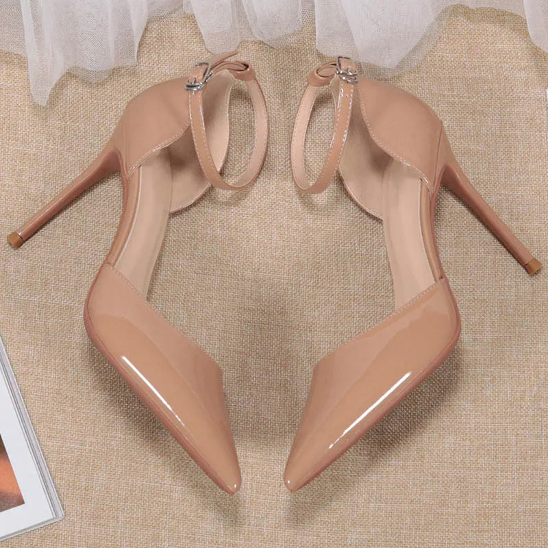 NTOZE Slim Heel High Heels Women's Nude-2