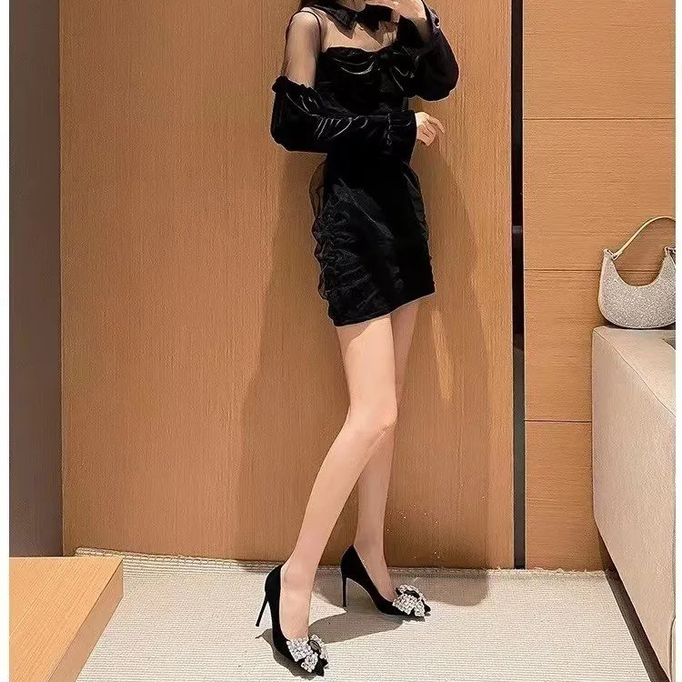 NTOZE Slim Heel High Heels Women's Black Gift Box Set-3
