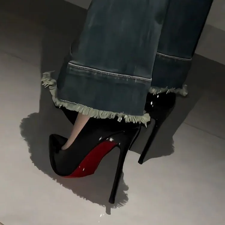 NTOZE Slim Heel High Heels Women's Black-4