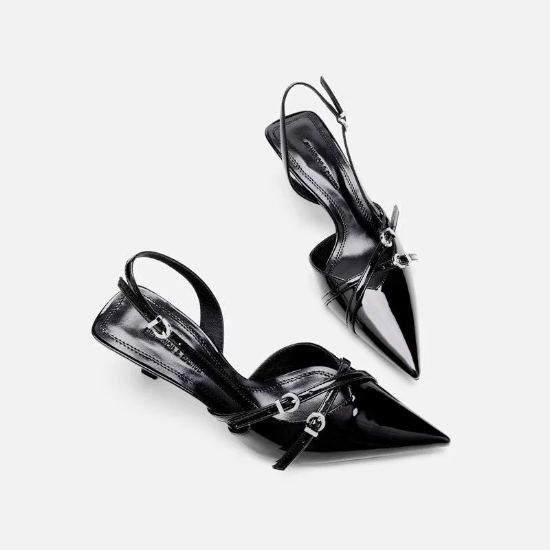 NTOZE Slim Heel High Heels Women's Black-1