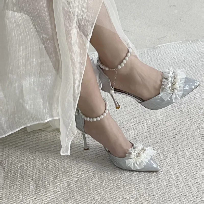 NTOZE Slim Heel High Heels Women's Silver Gift Box Set-3