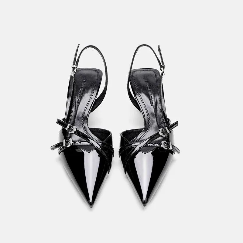 NTOZE Slim Heel High Heels Women's Black-9