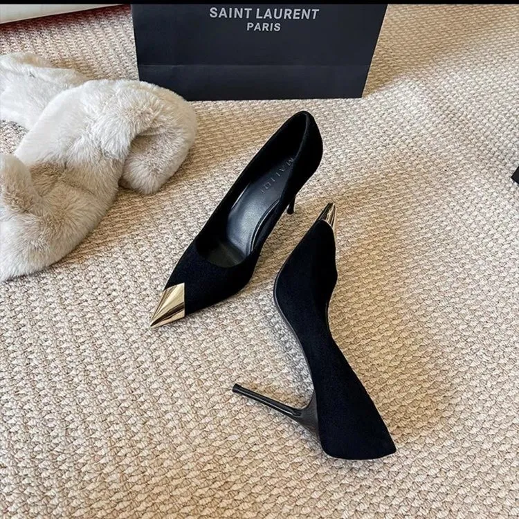 NTOZE Slim Heel High Heels Women's Black Gift Box Set-2