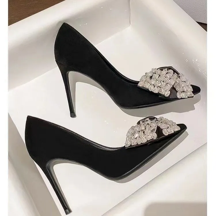 NTOZE Slim Heel High Heels Women's Black Gift Box Set-5