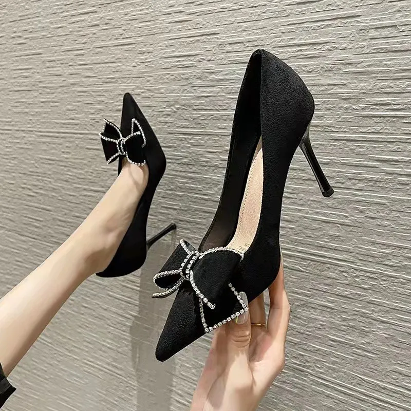 NTOZE Slim Heel High Heels Women's Black-1