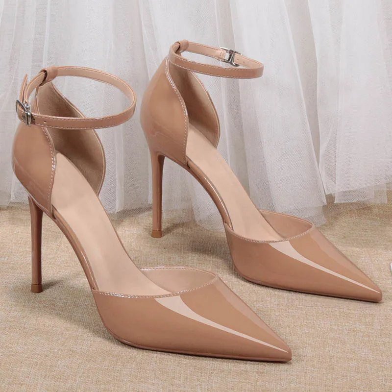 NTOZE Slim Heel High Heels Women's Nude-1