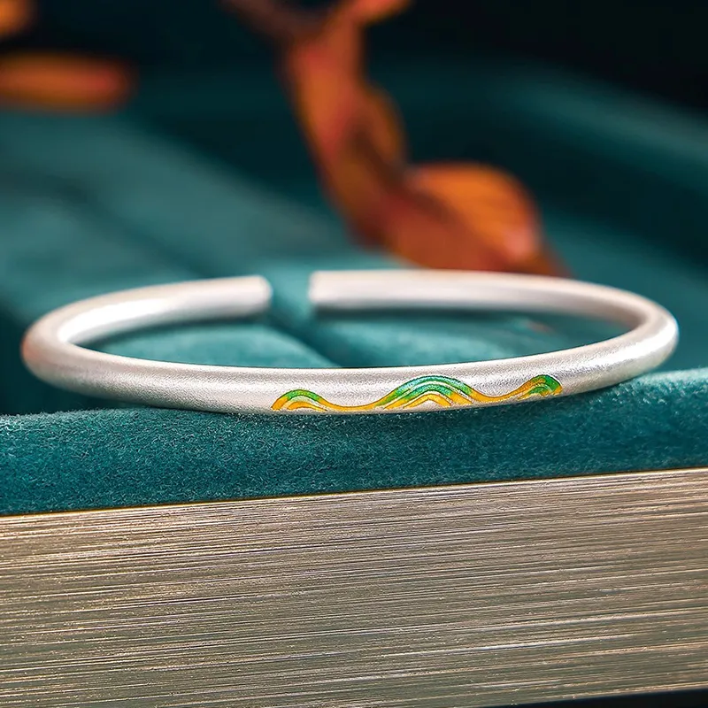 Old Fu Gold S999 Fine Silver Bangles Women's-3