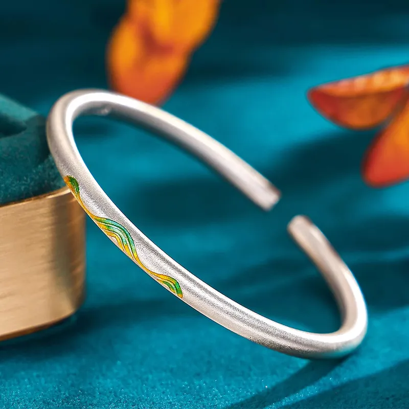 Old Fu Gold S999 Fine Silver Bangles Women's-1