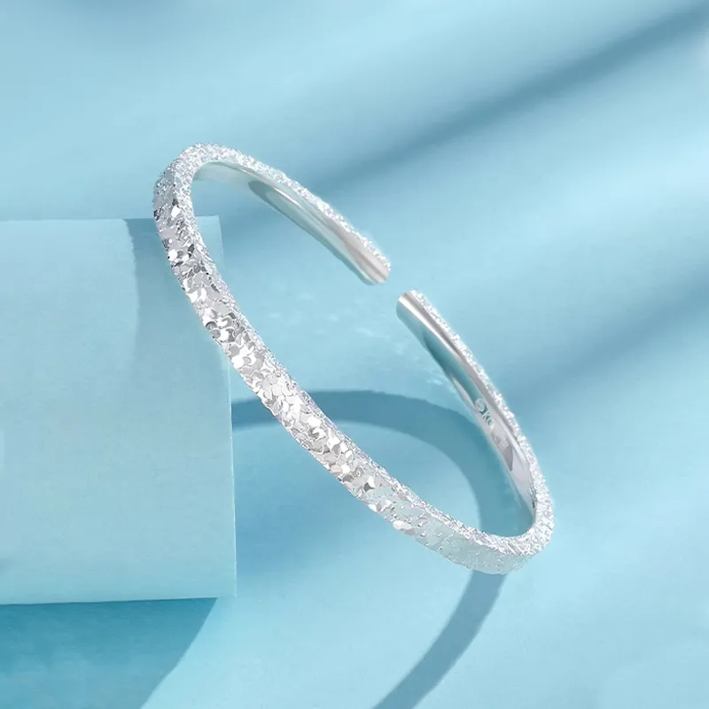 Old Fu Gold 999 Fine Silver Bangles Women's-2