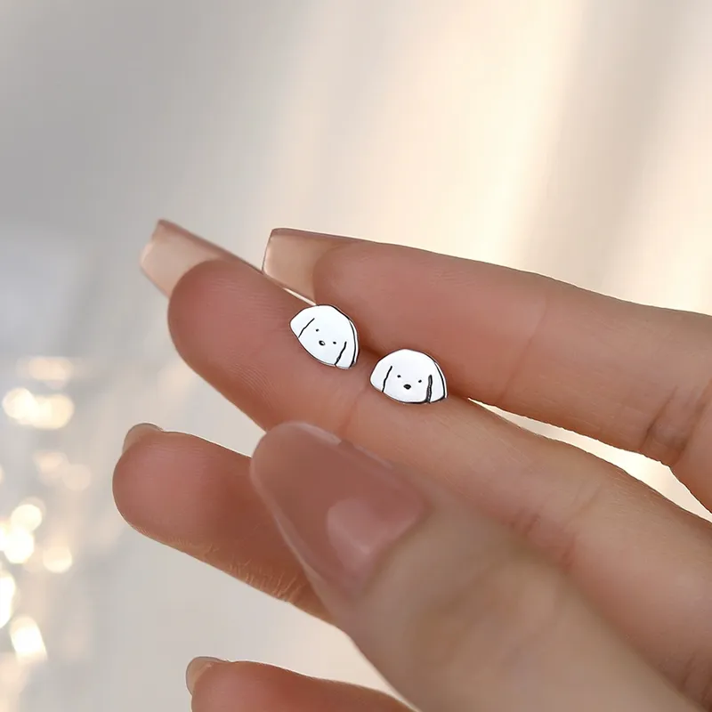 Old Fu Gold 999 Fine Silver Stud Earrings Women's-3