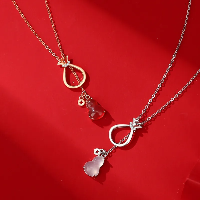 Old Fu Gold Agate Necklaces Women's-4