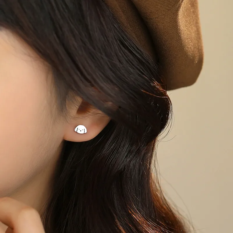 Old Fu Gold 999 Fine Silver Stud Earrings Women's-4