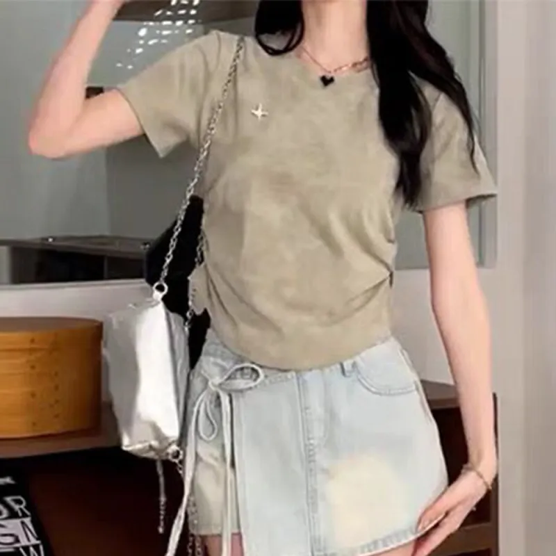 PAL ONGACO T Shirts Women's Tie Dye Khaki-3