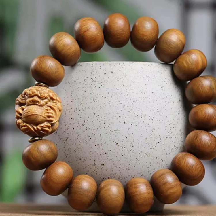 Zhiyi Green Sandalwood Wooden Bracelets Unisex-1