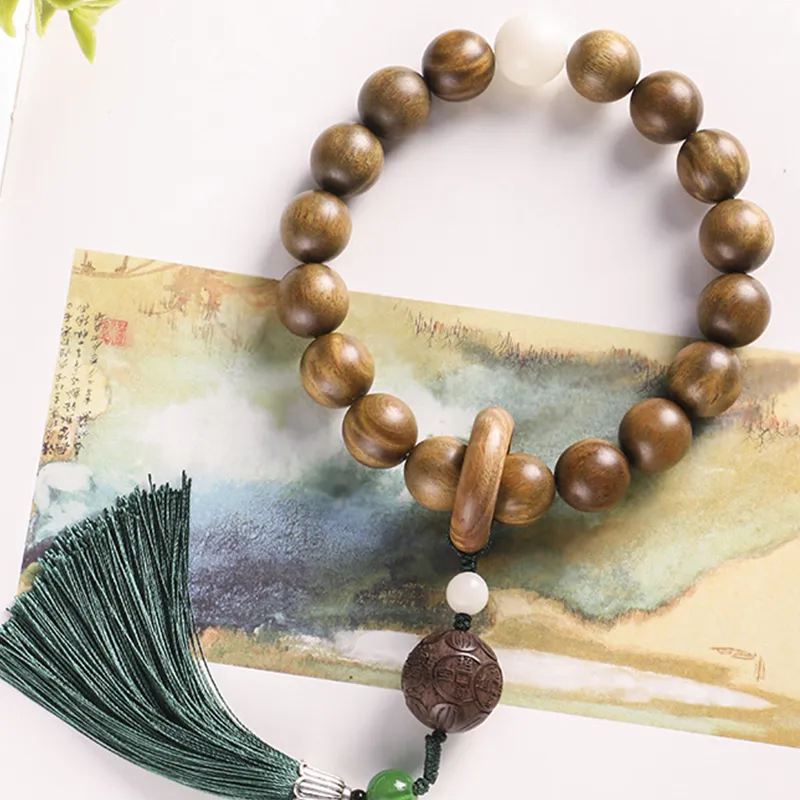 Zhiyi Green Sandalwood Bracelets Unisex-4