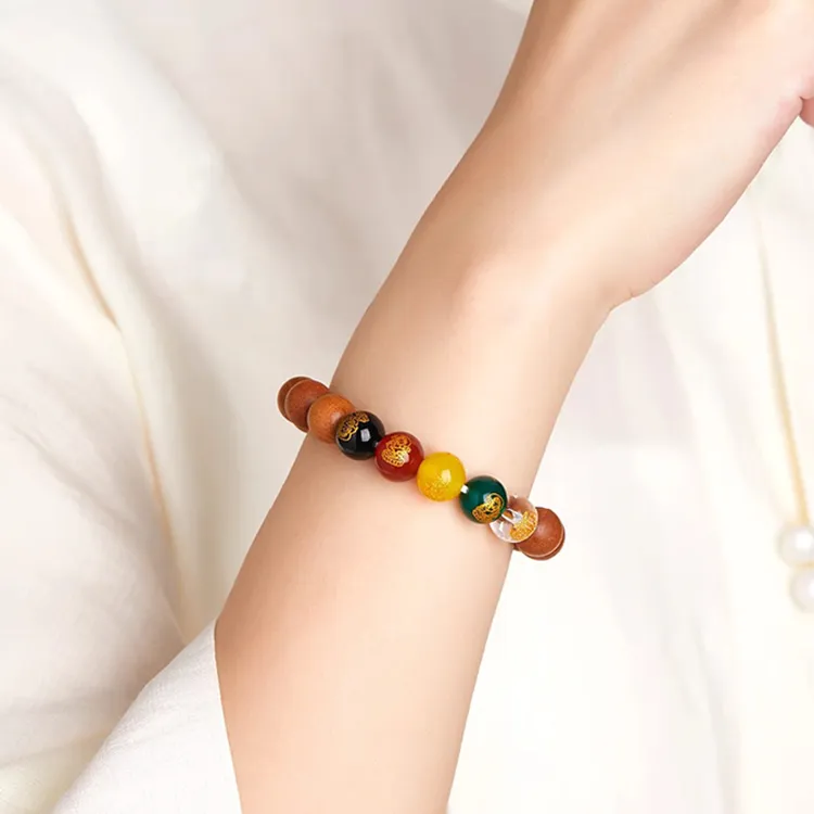 Zhiyi Peachwood Wooden Bracelets Unisex-4