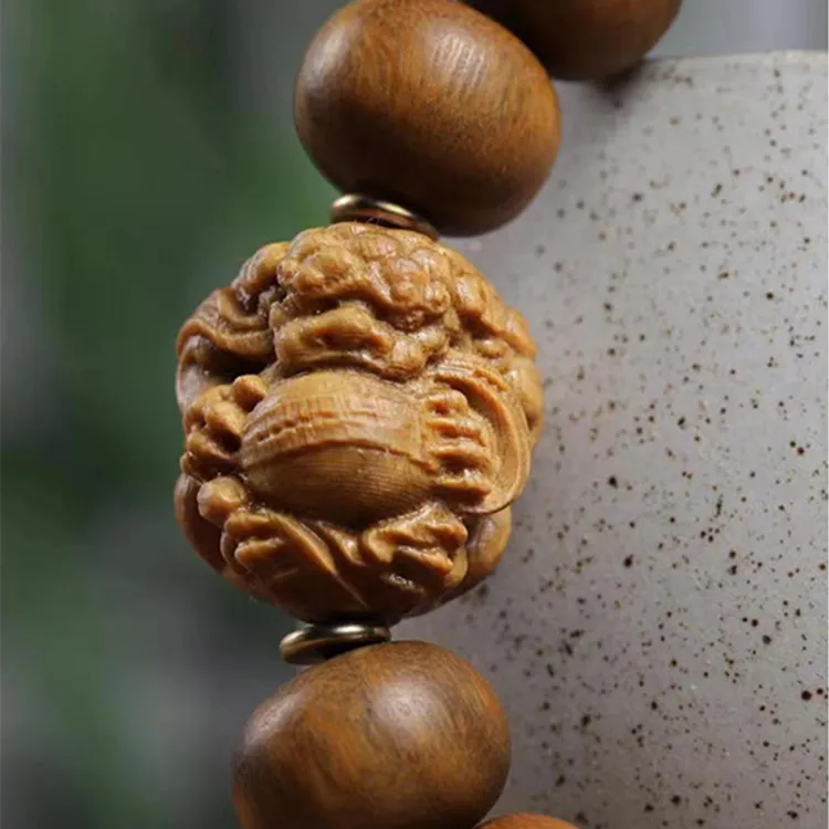 Zhiyi Green Sandalwood Wooden Bracelets Unisex-2