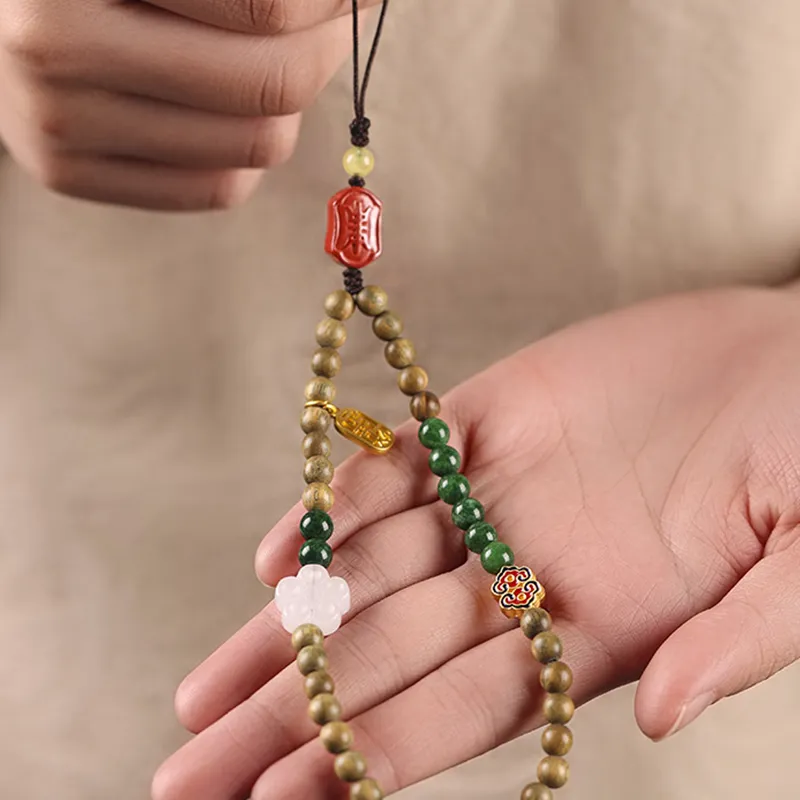 Zhiyi Sandalwood Cell Phone Pendants Unisex-1