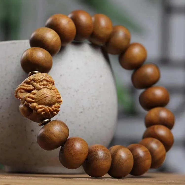 Zhiyi Green Sandalwood Wooden Bracelets Unisex-3