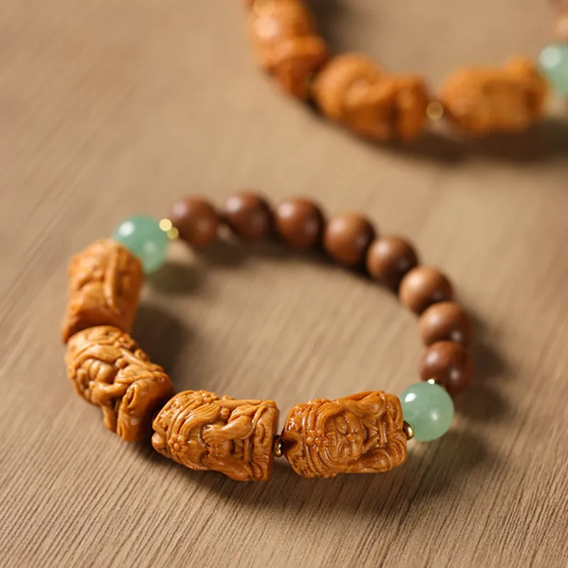 Zhiyi Barbie Sandalwood Wooden Bracelets Unisex-4