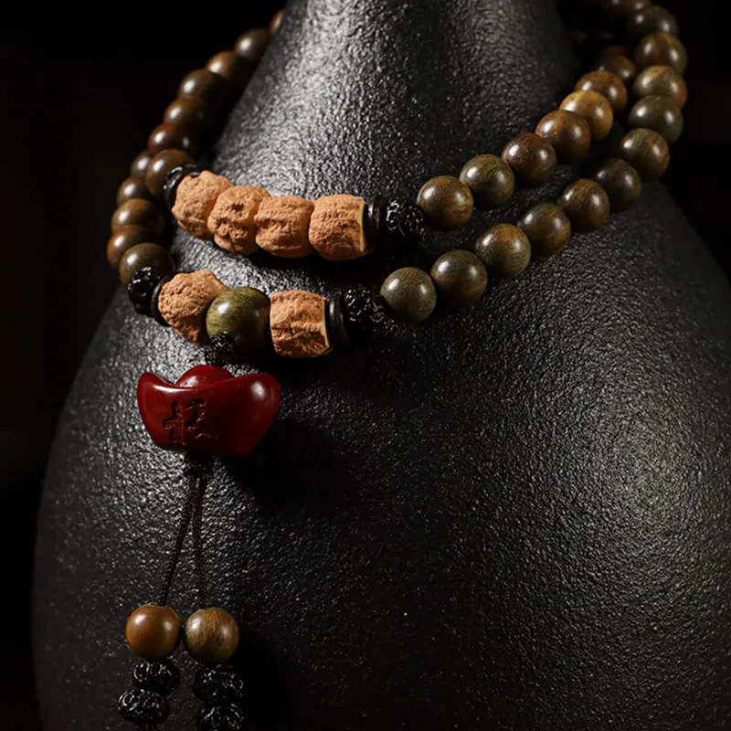 Zhiyi Green Sandalwood Wooden Bracelets Unisex-3
