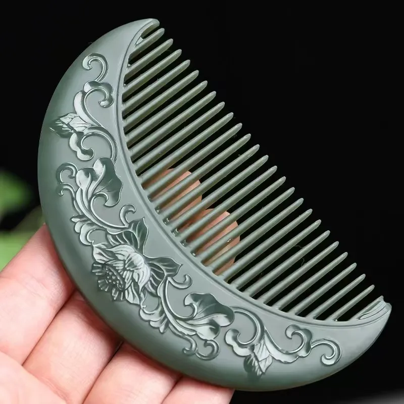CUIYIN Hetian Jade Jade Comb Unisex Green Jade-1