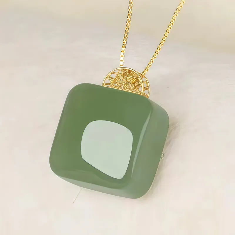 CUIYIN Hetian Jade Pendants Pale Greenish White Jade Unisex-5