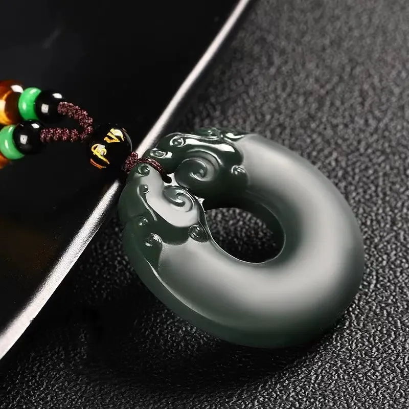 CUIYIN Hetian Jade Pendants Green Jade Unisex-3