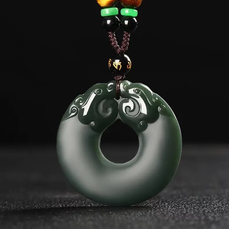 CUIYIN Hetian Jade Pendants Green Jade Unisex-2