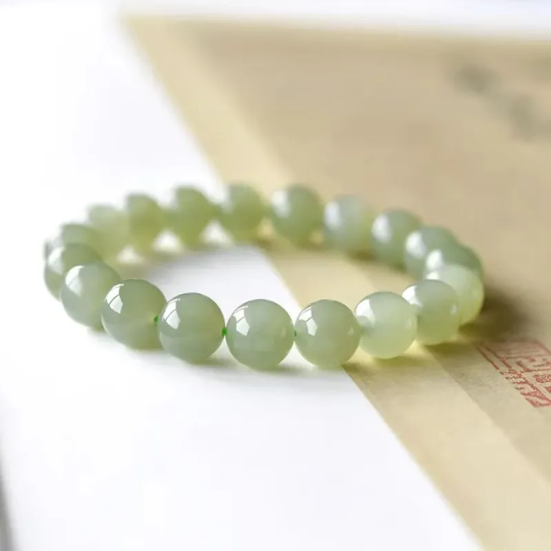 CUIYIN Hetian Jade Bracelets Women's Pale Greenish White Jade-10