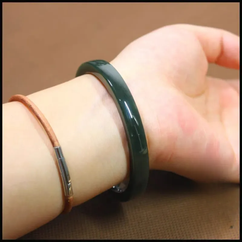 CUIYIN Hetian Jade Bangles Green Jade Women's-4