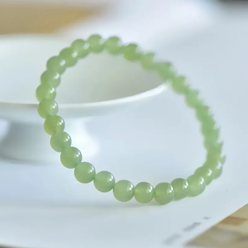 CUIYIN Hetian Jade Bracelets Women's Pale Greenish White Jade-8