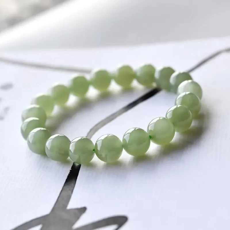 CUIYIN Hetian Jade Bracelets Women's Pale Greenish White Jade-9