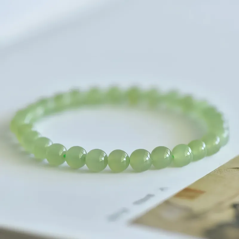 CUIYIN Hetian Jade Bracelets Women's Pale Greenish White Jade-5