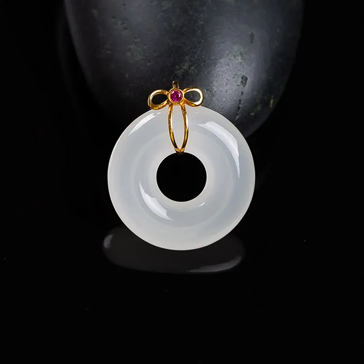 Execute The Blessing Hetian Jade Pendants White Jade Unisex-3