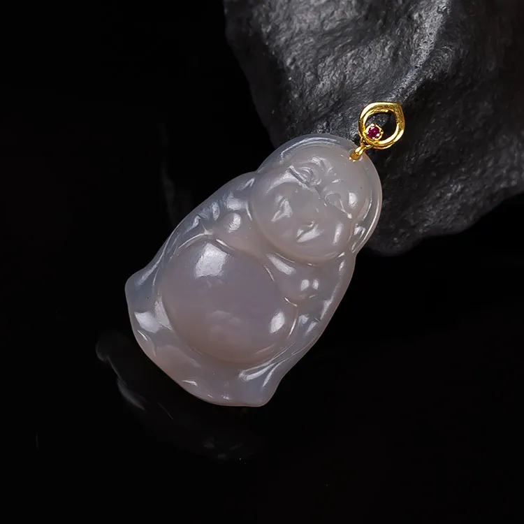 Execute The Blessing Hetian Jade Pendants Smoky Purple Unisex-2