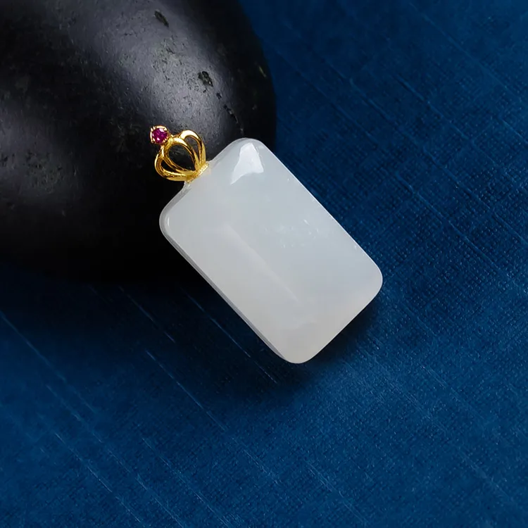 Execute The Blessing Hetian Jade Pendants White Jade Unisex-4