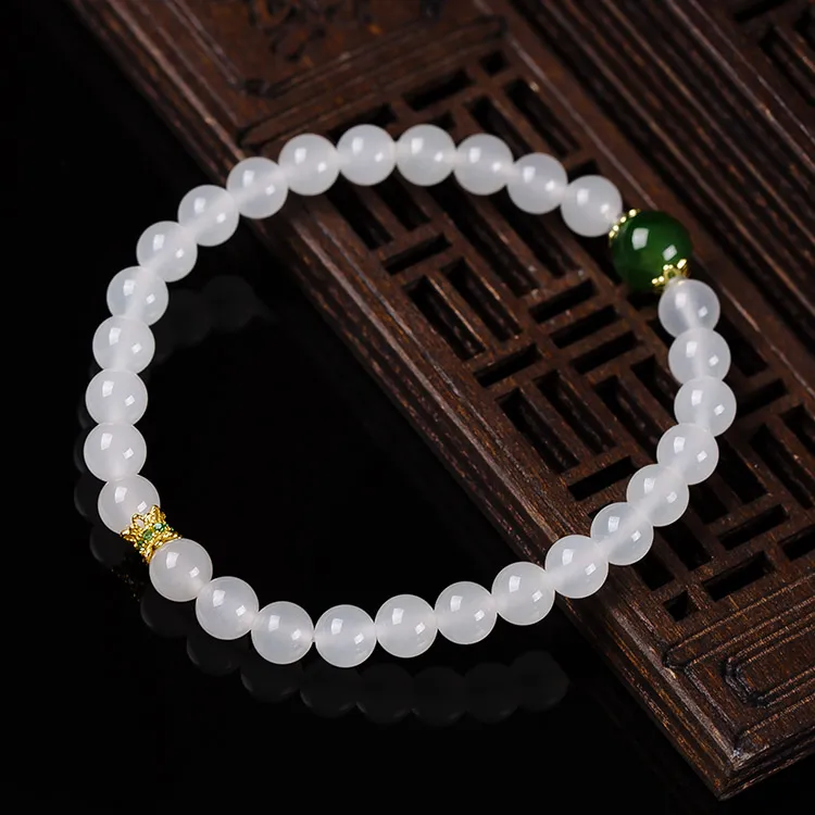 Execute The Blessing Hetian Jade Bracelets White Jade Unisex-2