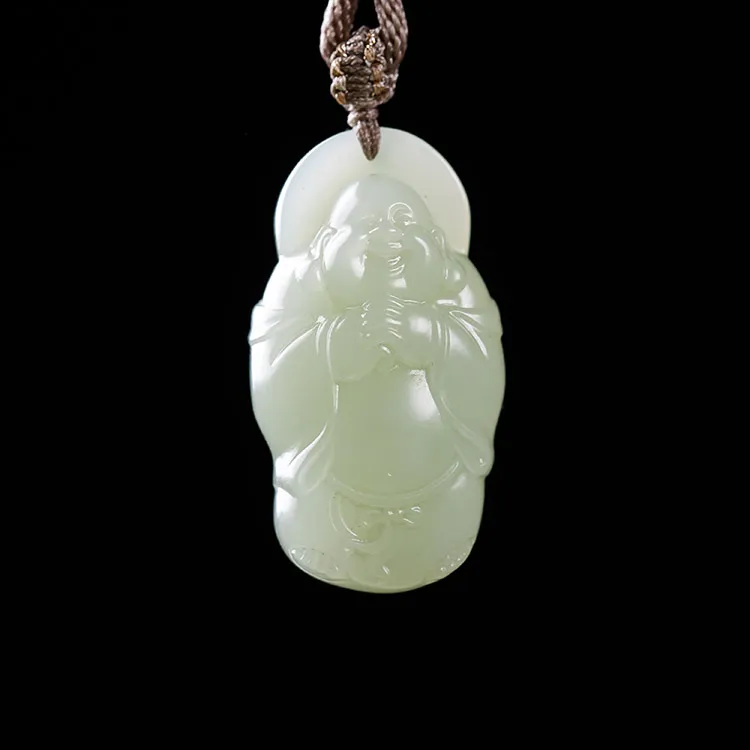 Execute The Blessing Hetian Jade Pendants Pale Greenish White Jade Unisex-1