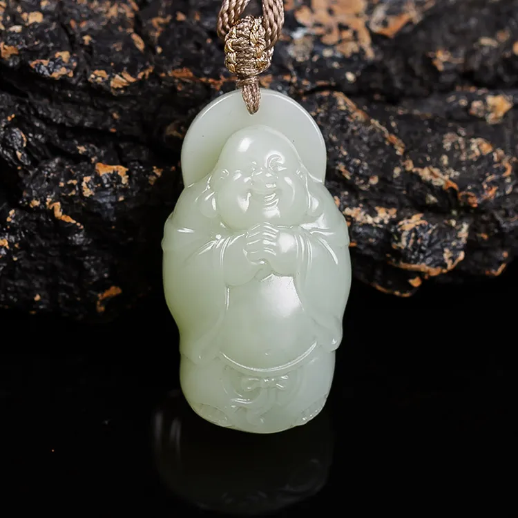 Execute The Blessing Hetian Jade Pendants Pale Greenish White Jade Unisex-3