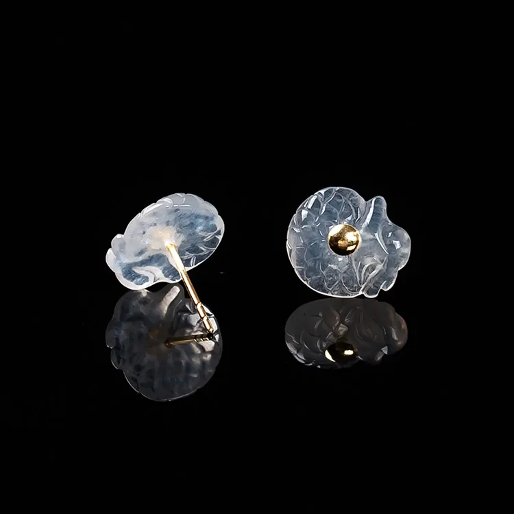 Execute The Blessing Ice Type Jadeite Stud Earrings Unisex-3