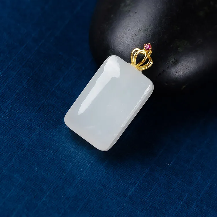 Execute The Blessing Hetian Jade Pendants White Jade Unisex-2