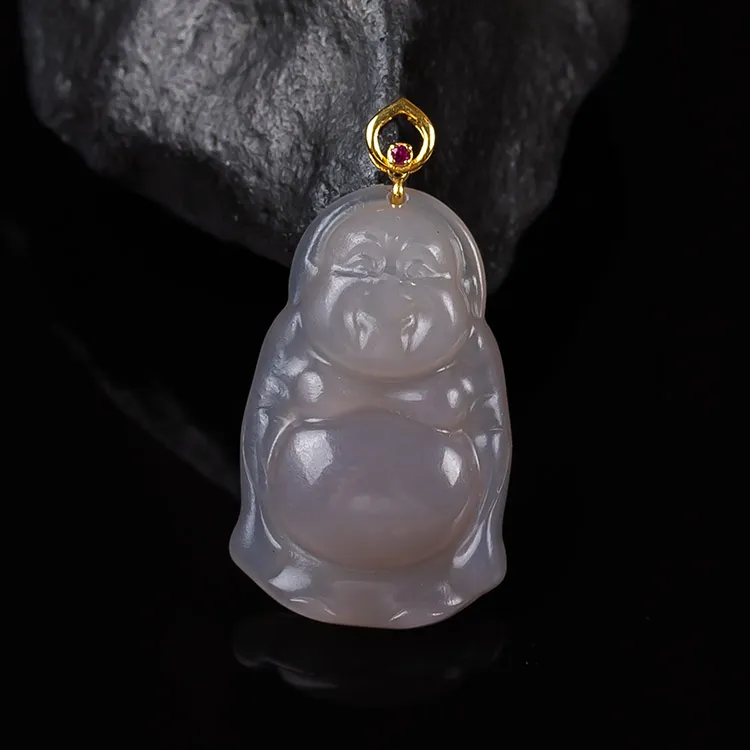 Execute The Blessing Hetian Jade Pendants Smoky Purple Unisex-1