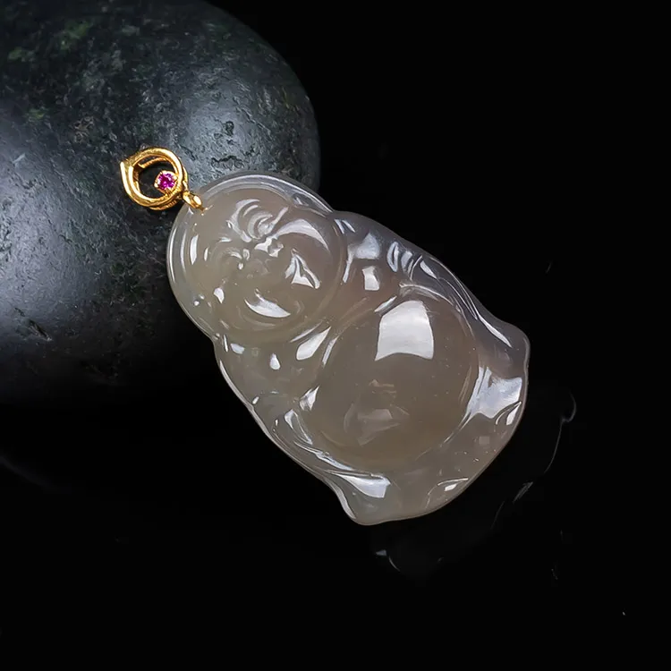 Execute The Blessing Hetian Jade Pendants Smoky Purple Unisex-3