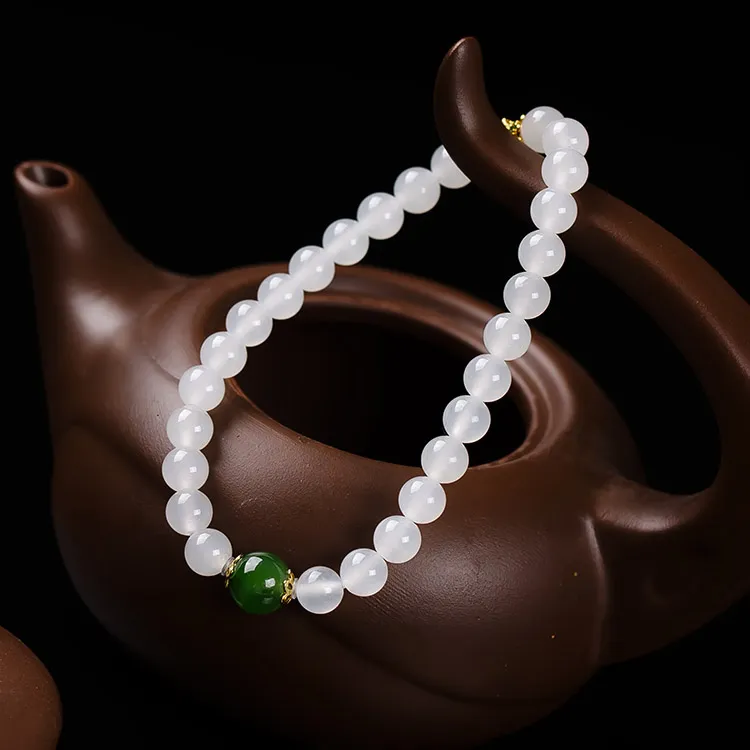 Execute The Blessing Hetian Jade Bracelets White Jade Unisex-3