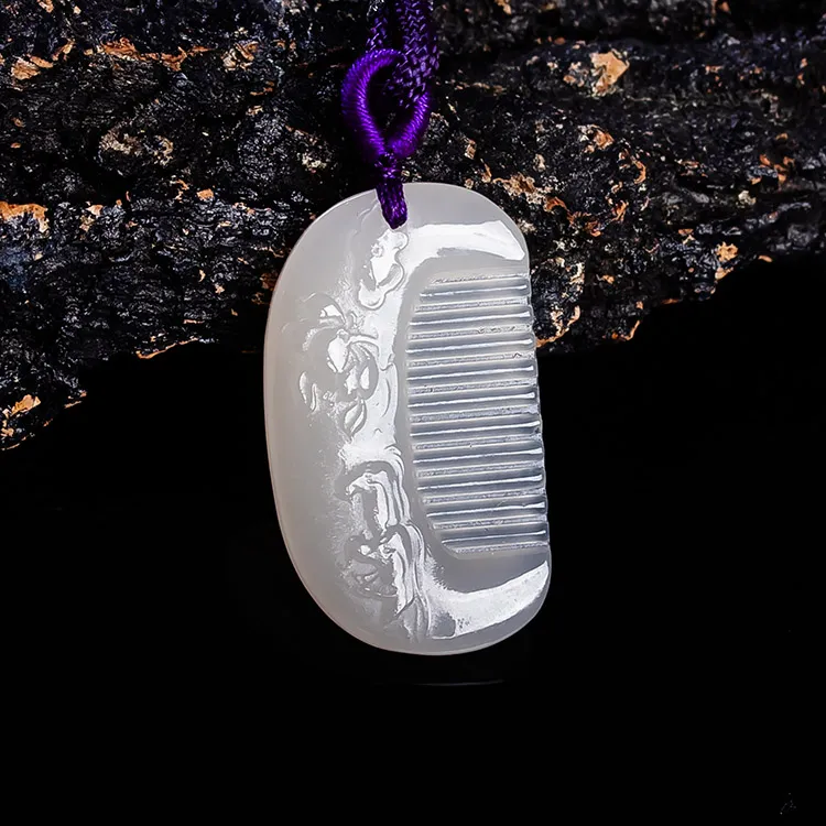 Execute The Blessing Hetian Jade Pendants Smoky Purple Unisex-1