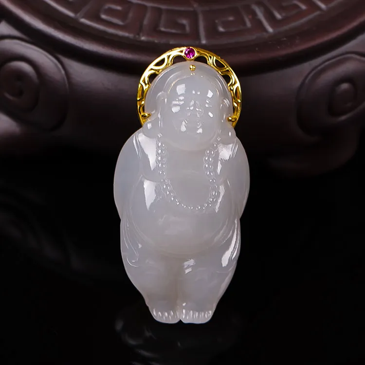 Execute The Blessing Hetian Jade Pendants Smoky Purple Unisex-3