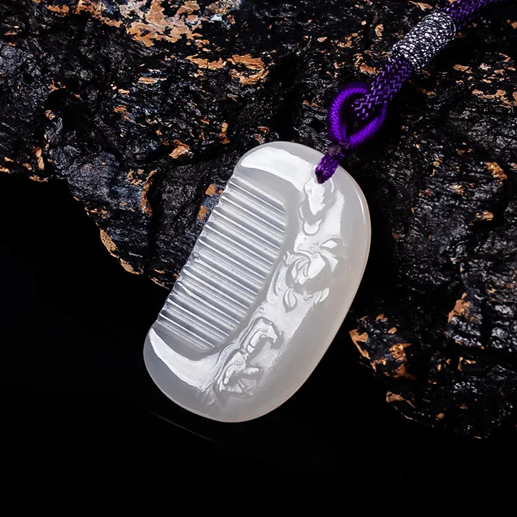 Execute The Blessing Hetian Jade Pendants Smoky Purple Unisex-3